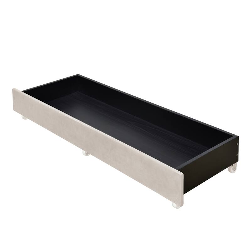 Velvet Fabric Tufted Upholstered Platform Bed with 3 Drawers