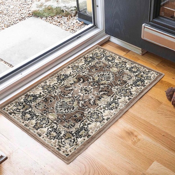 slide 2 of 70, Superior Lille Classic Floral Medallion Indoor Runner or Area Rug 2' x 3' - Brown