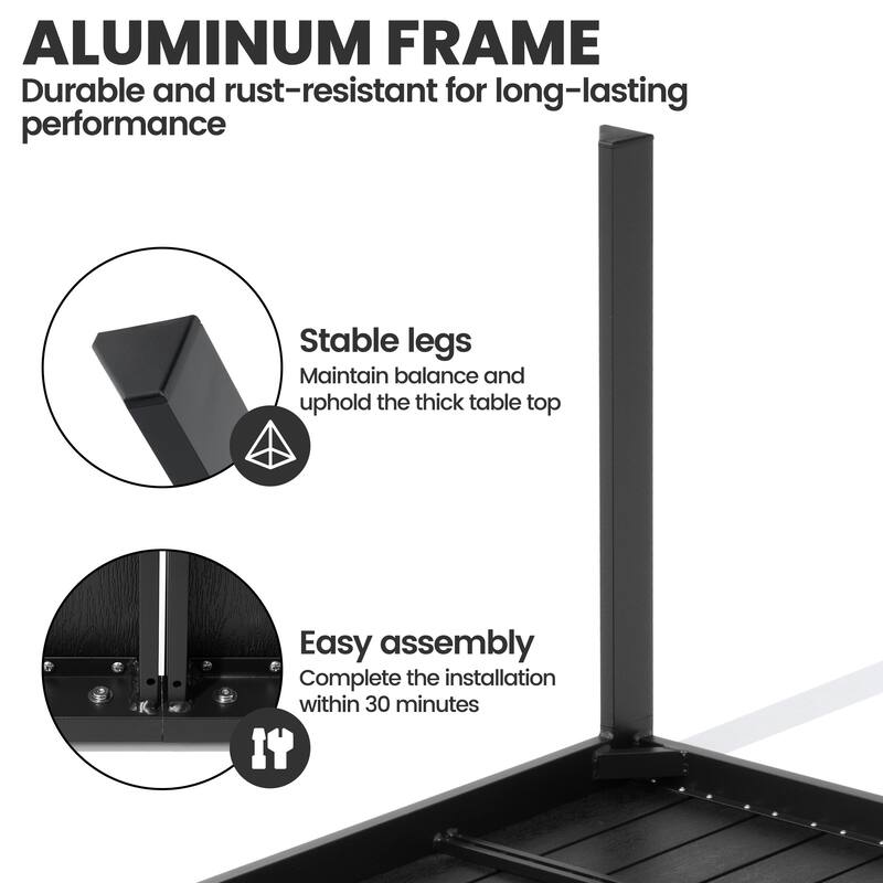 7/9/11-Piece Outdoor Dining Set Patio Aluminum Dining Table and Adjustable Folding Chairs