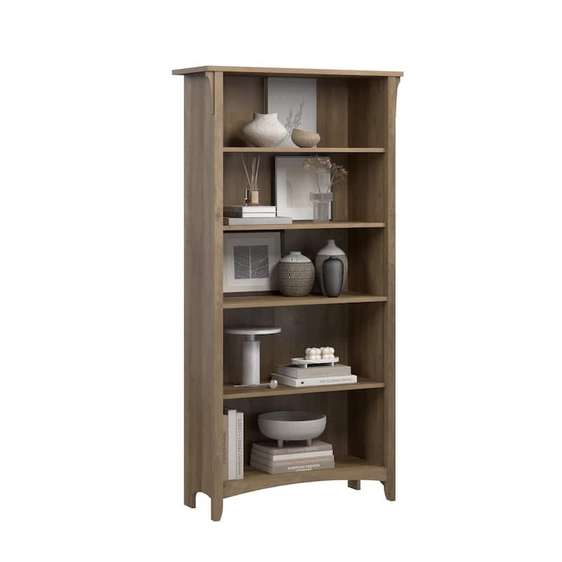 Bush Home Salinas Tall 5 Shelf Bookcase - 5 Shelf - Cape Cod Gray - 5 Shelf