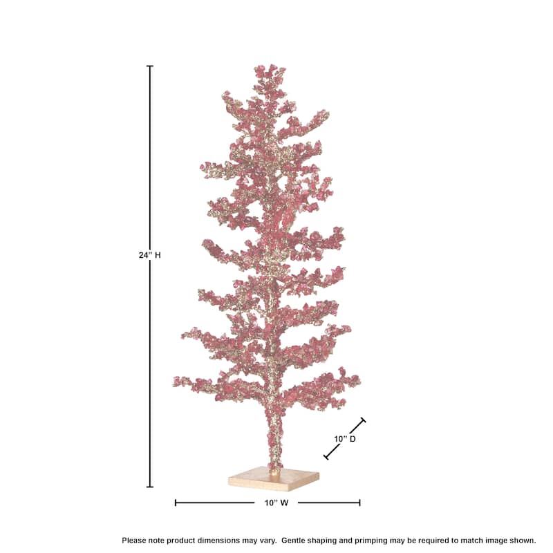 24" Metallic Crushed Ice Tree With Stand