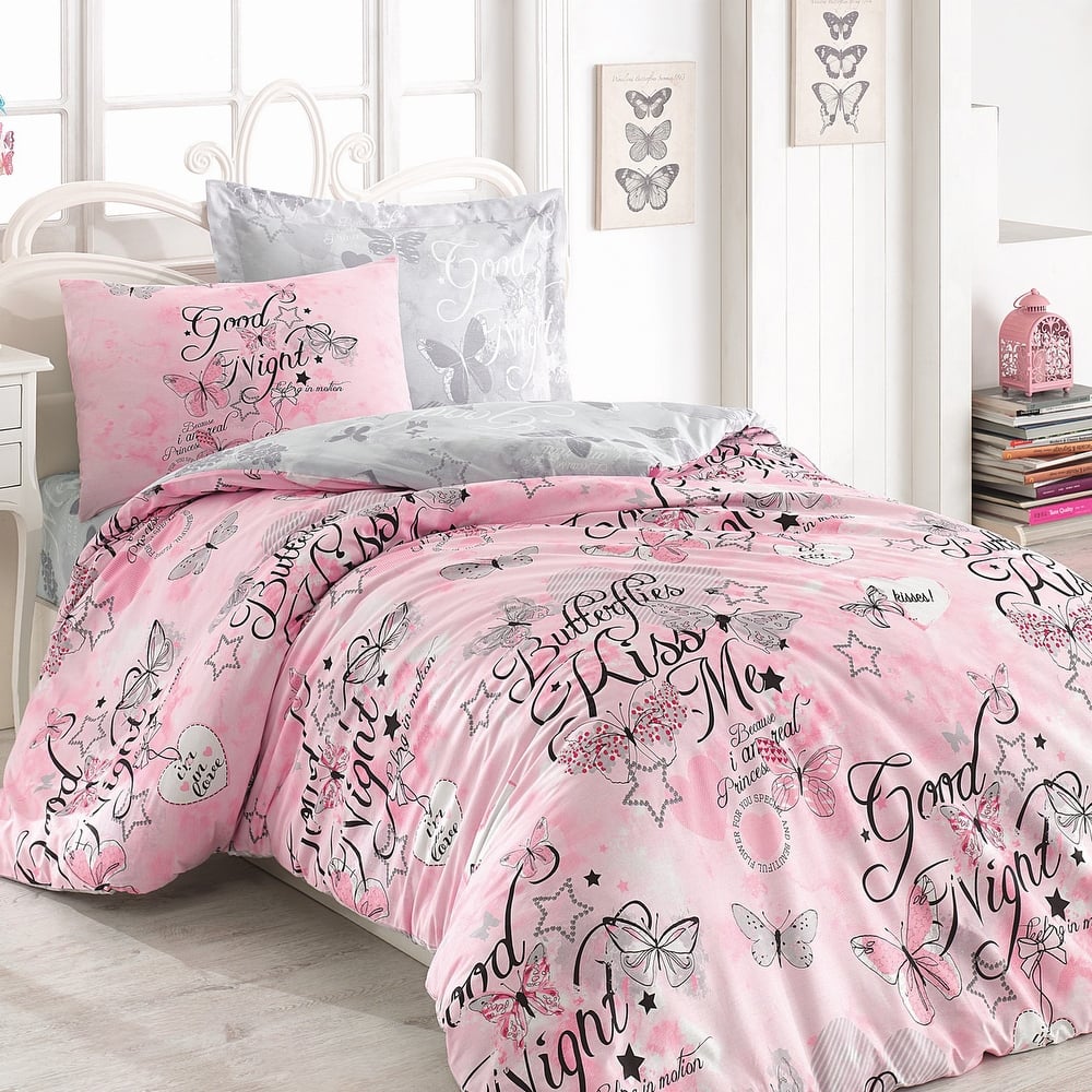 SUSSEXHOME Duvet Cover Set, 1 Duvet Cover, 1 Fitted Sheet and 2 Pillowcases | Pink, Hypoallergenic