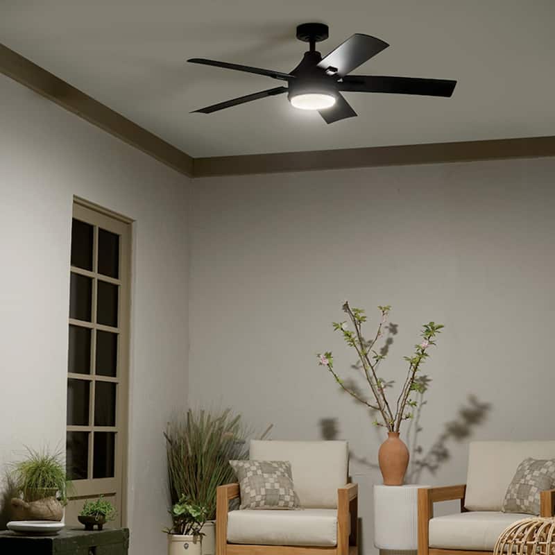 Kichler Lighting Tide 52 inch Integrated LED Indoor/Outdoor Satin Black Ceiling Fan