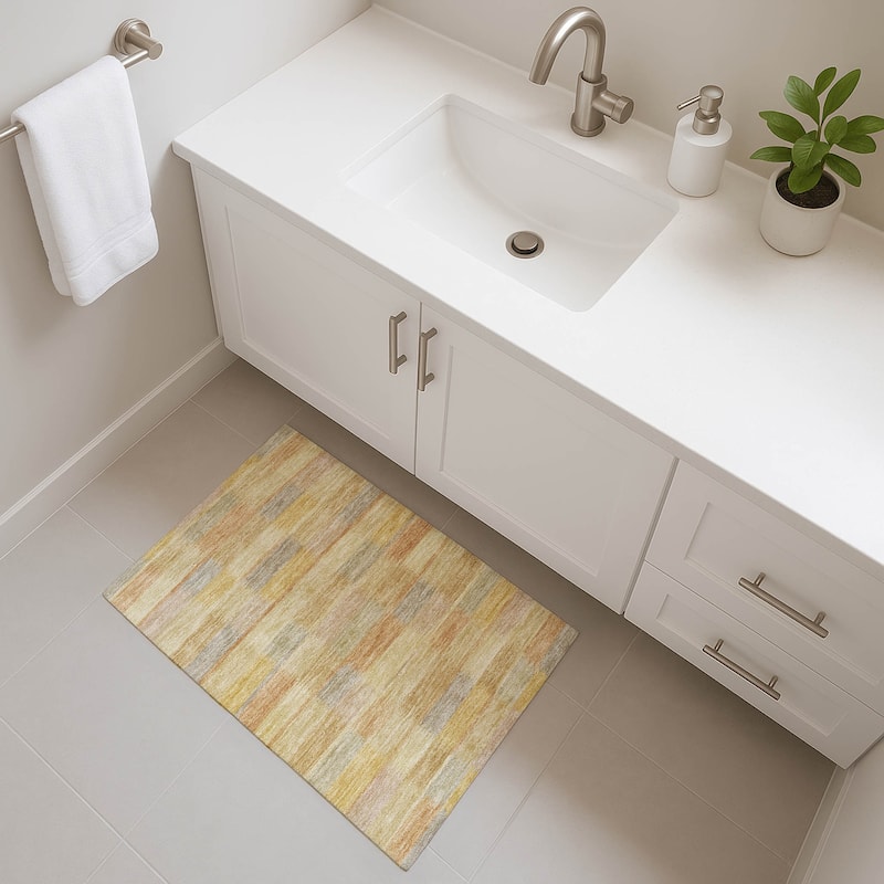 Premium Washable Super Soft Geo Stripe Mayfield Rug - Wheat - 1'8" x 2'6"