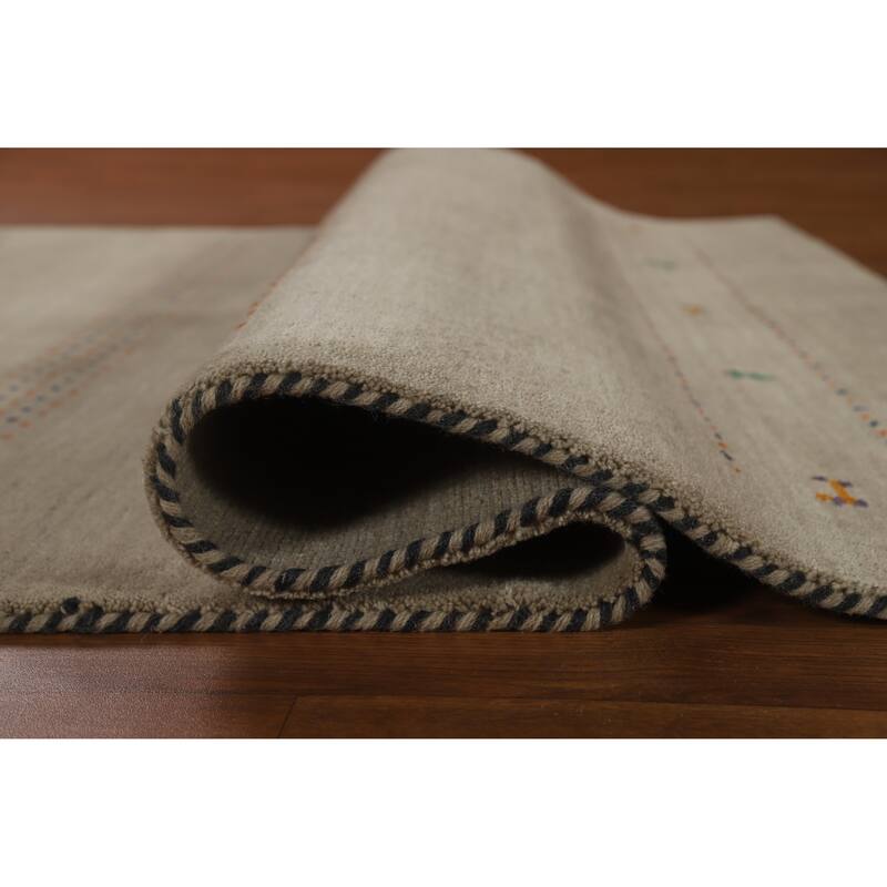 Hand Knotted Oriental 100% Wool Carpet Tribal Tribal Beige & Ivories Gabbeh Area Rug - 6' 6'' X 4' 7''