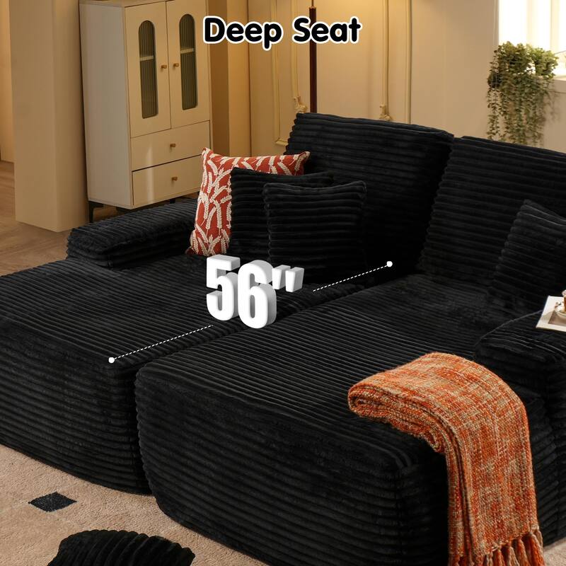 80" Corduroy Cloud Chaise Lounge with Deep Seat & No Assembly