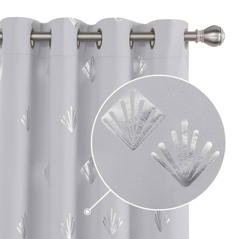 Shell Pattern Room Darkening Curtain Panel (2 Panels)