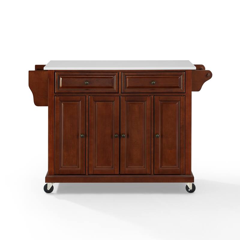 Crosley Full-size Granite Top Mahogany Kitchen Cart - 51.5 "W x 18 "D x 36.5 "H