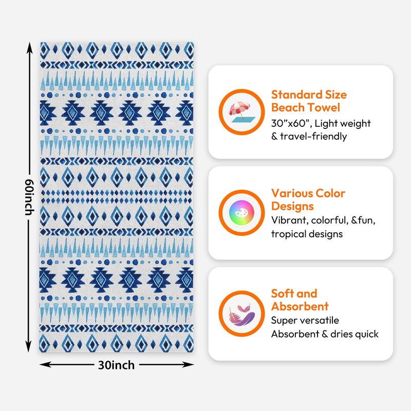Large Boho Beach Towel Quick Dry Absorbent 30"x60"/35"x70"