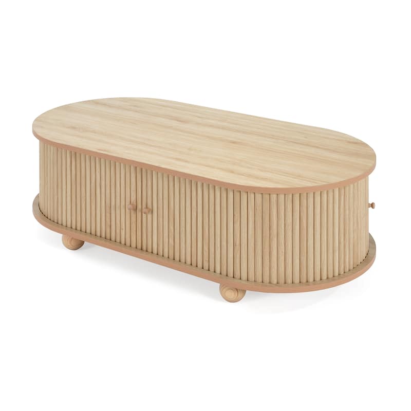 47x23'' Retro Natural Color Storage Coffee Table