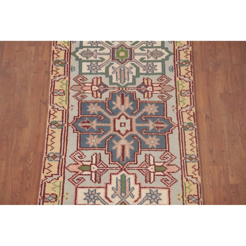 Traditional Heriz Serapi Runner Rug Hand-Knotted Wool Carpet - 2'7"x 8'1"