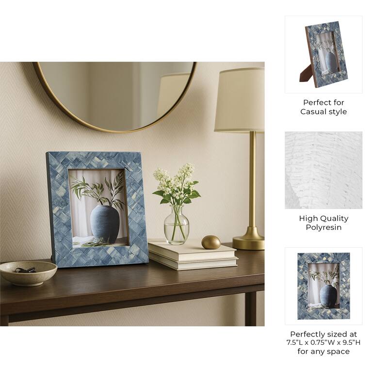 Resin Woven Rectangular Photo Frame - Blue