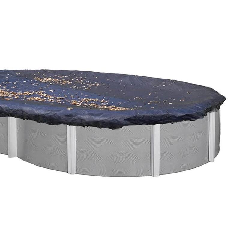 Swimline 18 x 38 Foot Oval Above Ground Heavy Winter Swimming Pool Cover, Blue - 13.1