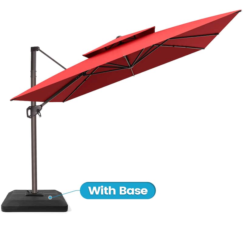 Outdoor Patio 10FT Square Cantilever Umbrella with 4-Piece Fillable Weighted Base