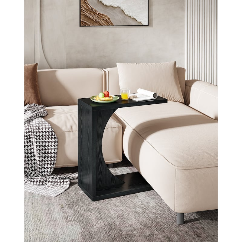 C-Shaped End Table for Couch, Side Table for Small Space