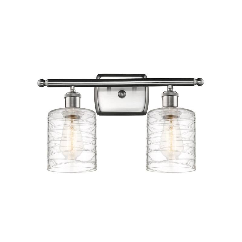 Innovations Lighting 516-2W-9-16 Cobbleskill Vanity Cobbleskill 2 - Brushed Satin Nickel / Deco Swirl