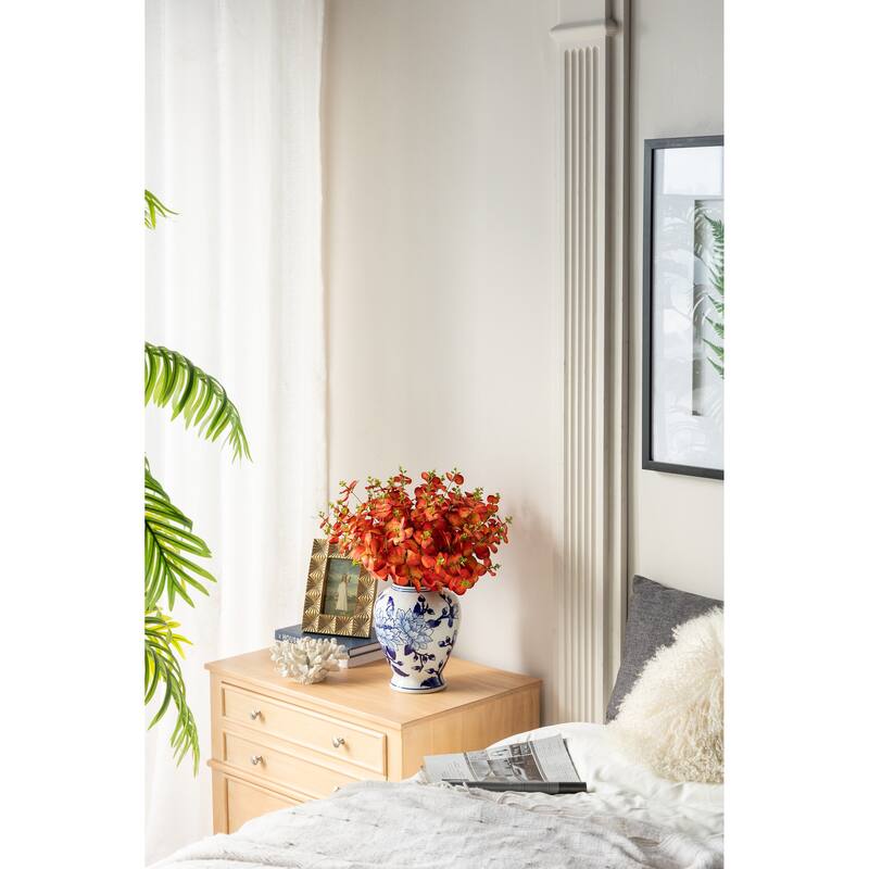 Set of 6 Artificial Eucalyptus Stems 10 Inch Picks for Home Decor Arrangements - Red