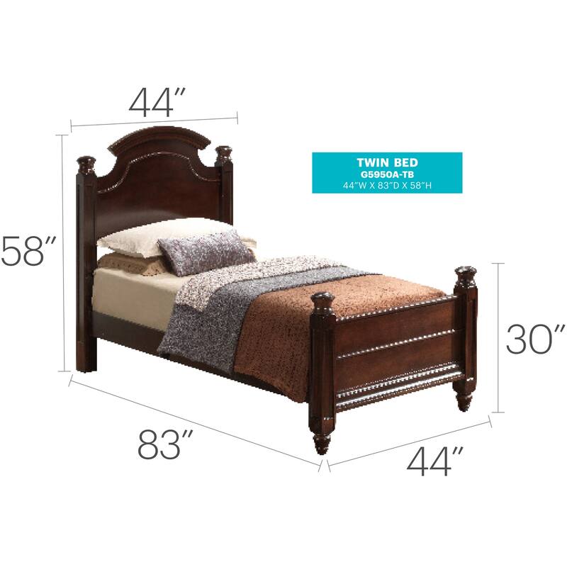 Cappuccino Twin Bed with Transitional Style, Warm Finish and Detailed Frame for Guest Rooms, Kids' Rooms or Cozy Spaces