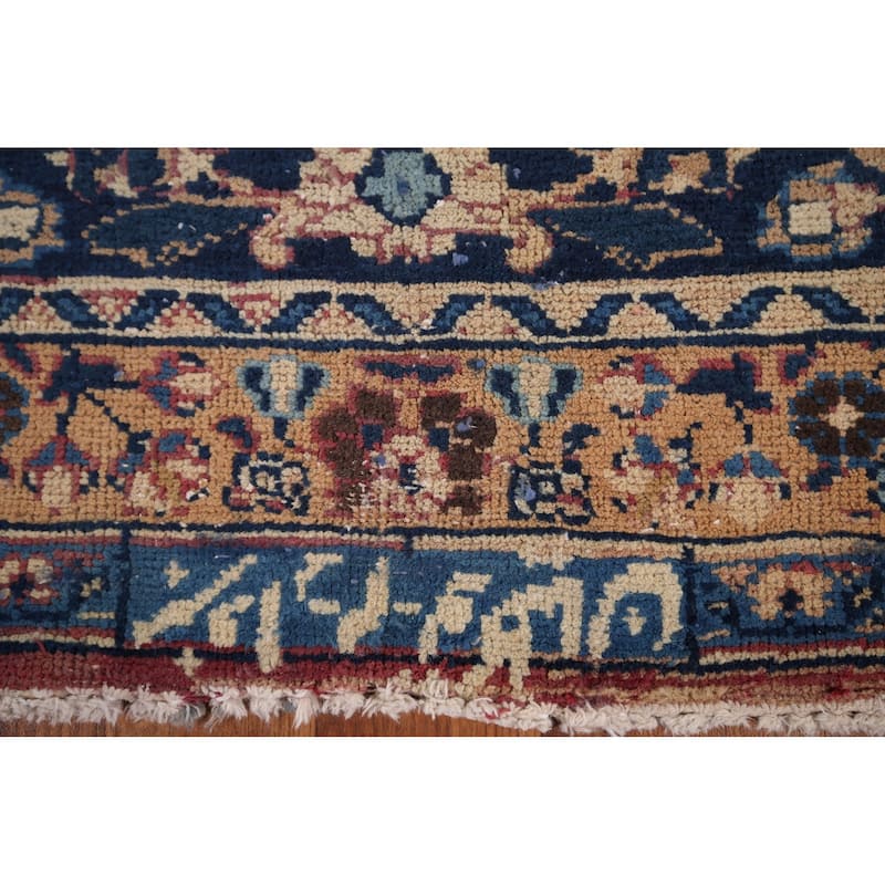 Traditional Mashad Vintage Persian Area Rug Hand-Knotted Wool Carpet - 9'6" x 12'6"