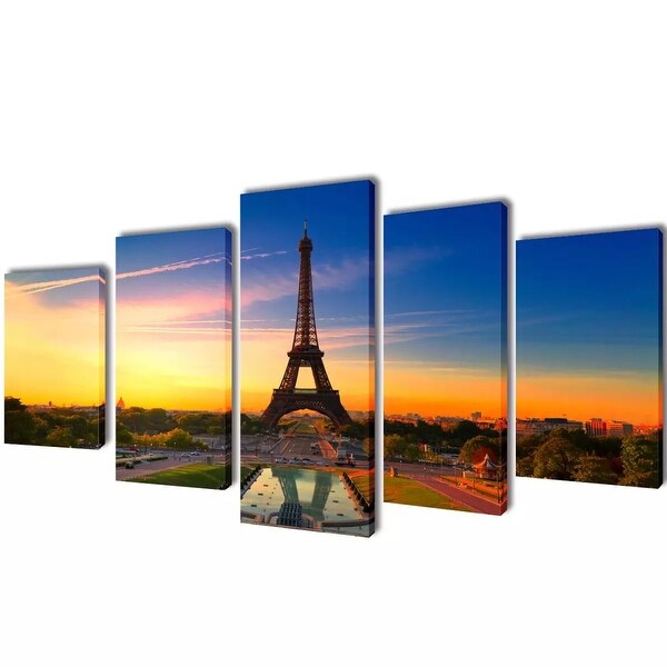 vidaXL Canvas Wall Print Set Eiffel Tower 39" x 20"