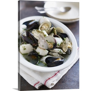 Mussels Scallops Clams In Broth Canvas Wall Art Overstock 16377172