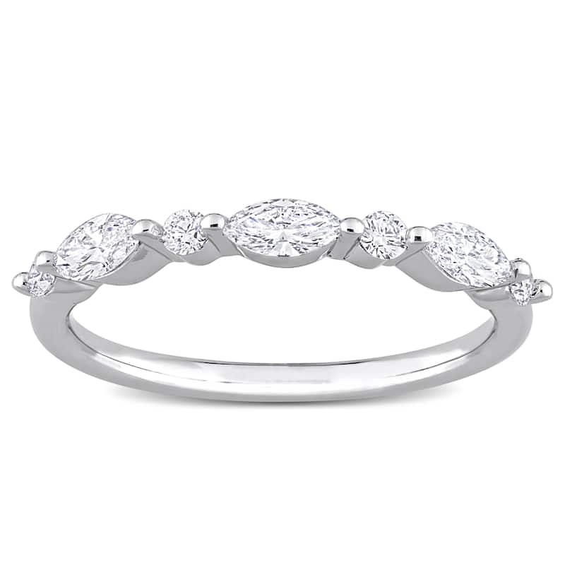 1/2ct TDW Lab-Grown Diamond Semi-Eternity Ring in Platinum Silver