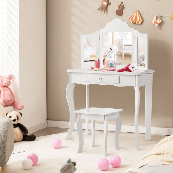 pink and white dressing table PUFFCAFE Vanity Desk with Mirror and Lights,Dressing Table with RGB  Cabinets & Charging Station,47.24 Large Pink Vanity