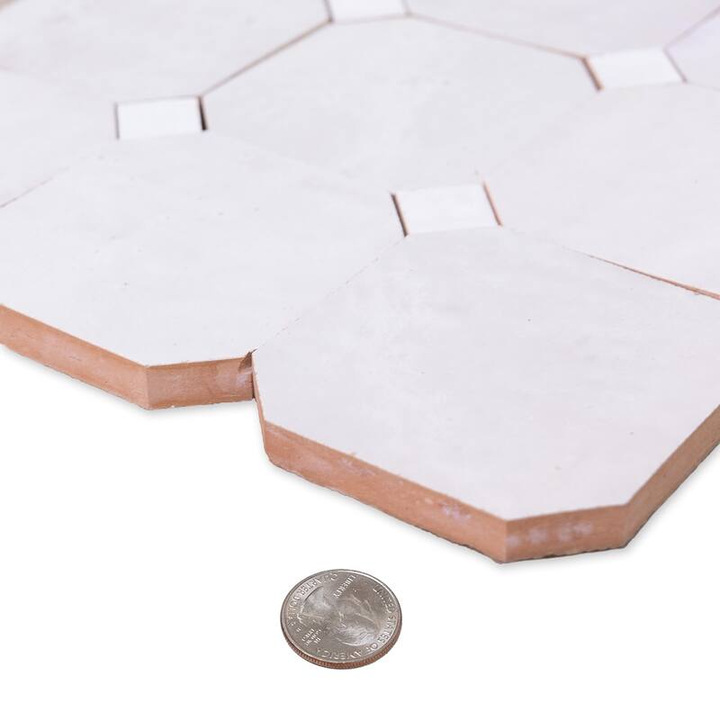 Contemporary Zellige Panels, 12" X 12" X 1/2", Off-White with White accents