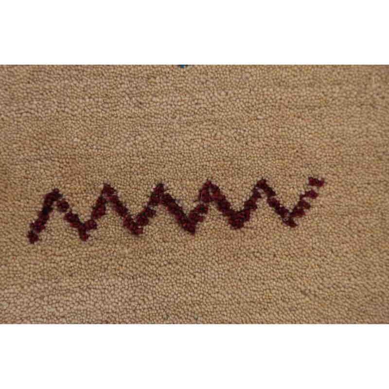 Tribal Gabbeh Oriental Area Rug Hand-Knotted Yellow Wool Carpet - 4'9" x 6'6"