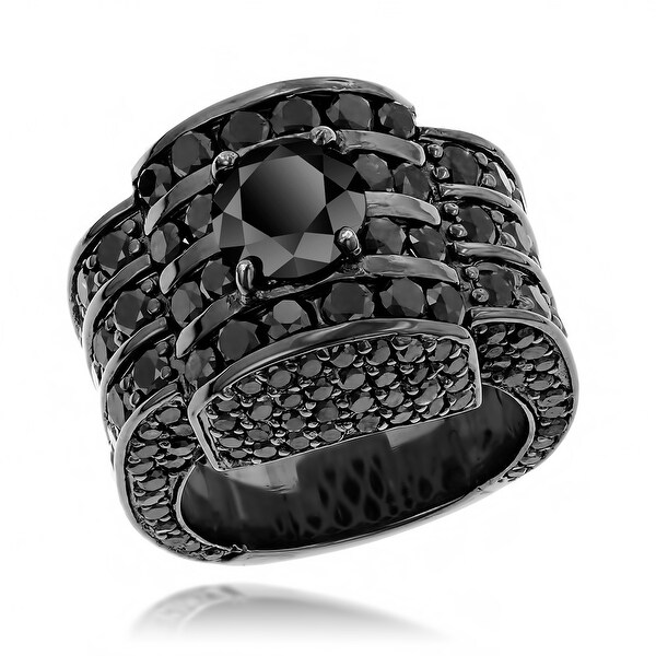 Luxurman Hip Hop Jewelry 14k Gold Men's 20ct TDW Black Diamond Ring. Opens flyout.