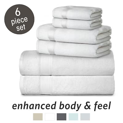 MICRODRY 100% Cotton Luxurious 6 Piece Towel Set with Enhanced AirSoft Technology, 2 Bath Towels & 2 Hand Towels & 2 Wash Cloths