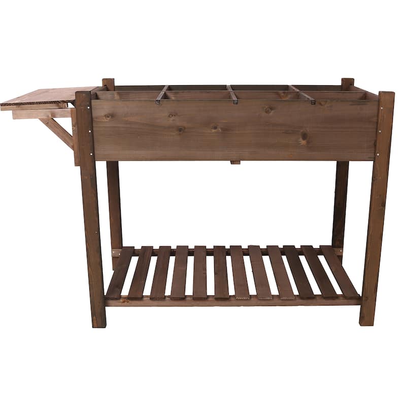 8-Pocket Wood Raised Garden Bed, Foldable Design for Herbs Veggies
