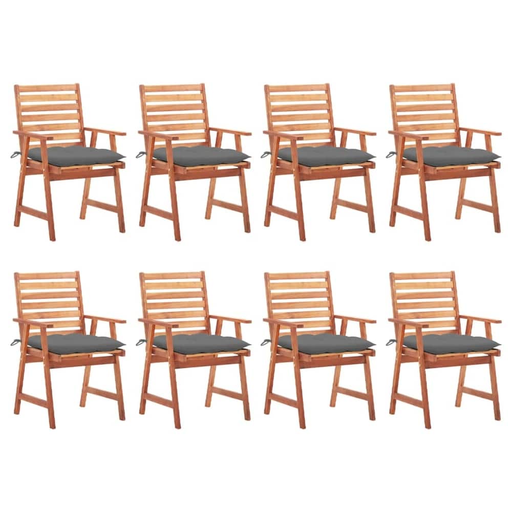 vidaXL Patio Dining Chairs Outdoor Patio Chair with Cushions Solid Wood Acacia - 22" x 24.4" x 36.2"