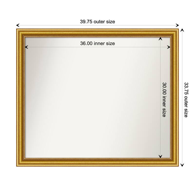 Townhouse Gold Framed Non-Beveled Custom Wall Mirror, Bathroom Vanity Mirror - Outer Size: 39.75 x 33.75