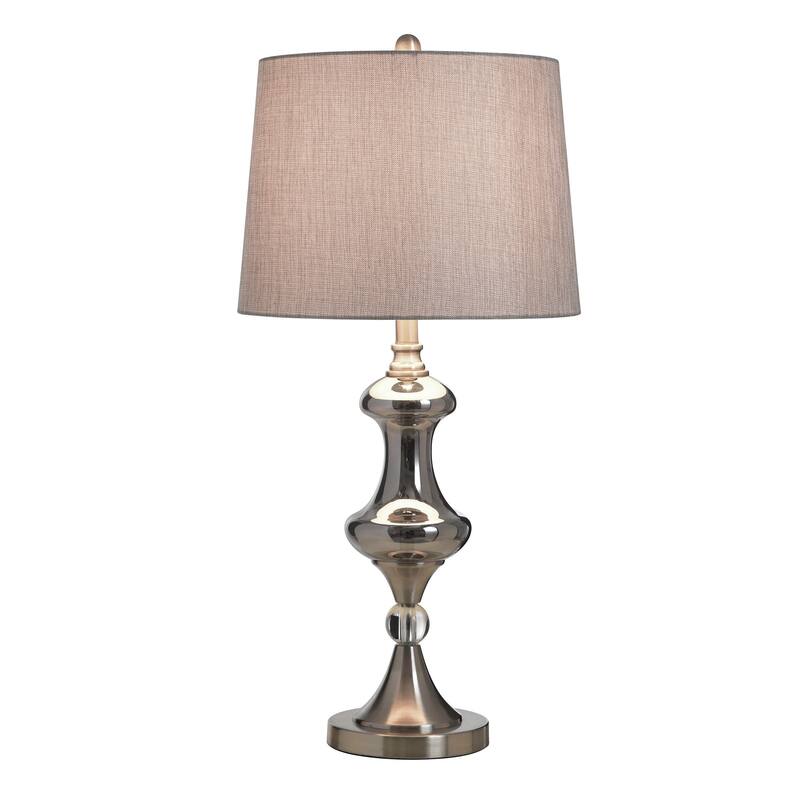 StyleCraft Steel Table Lamp - Brushed Nickle & Silver Glass - Grey Shade