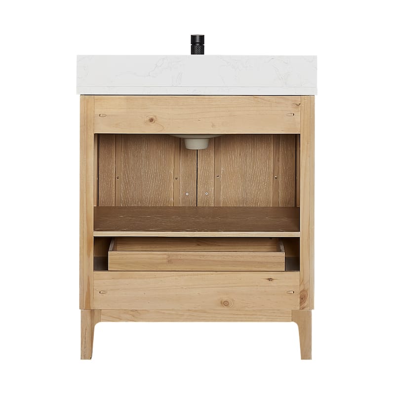 Gara Single Bath Vanity with Composite Stone Top without Mirror