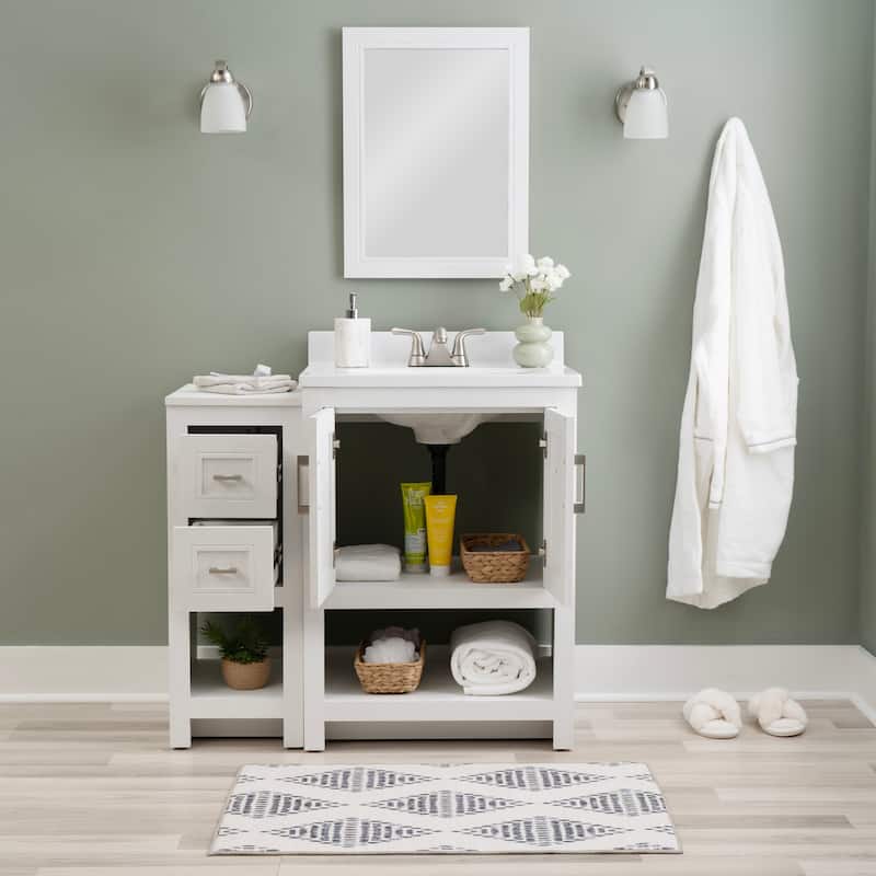 Linon Blakely Vanity with Mirror and 12-inch Side Cabinet