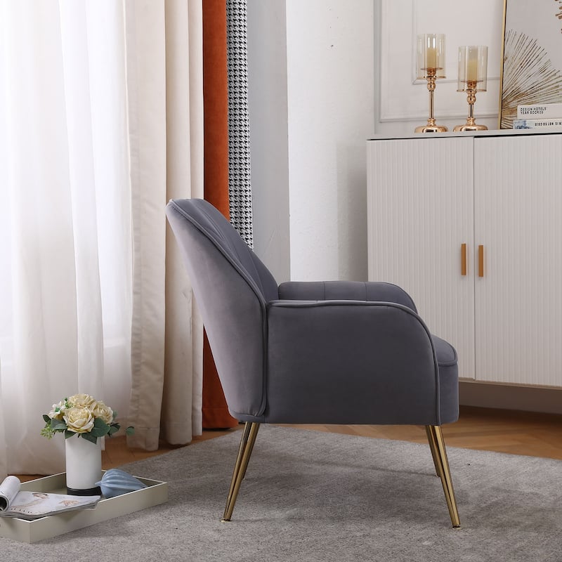 Modern Mid Century Velvet Armchair