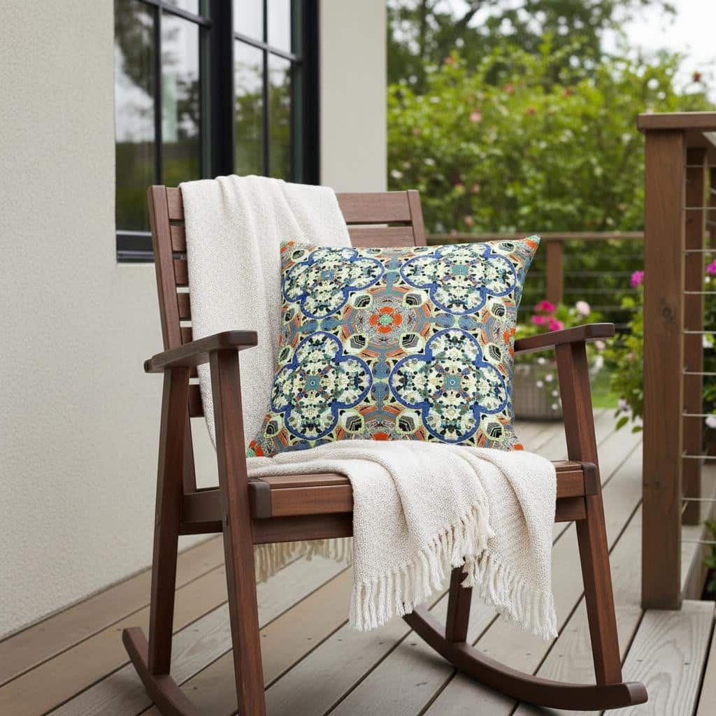 HomeRoots Set of Two 16" X 16" Blue and Orange Blown Seam Floral Indoor Outdoor Throw Pillow - 16.00' X '16.00' X '5.00