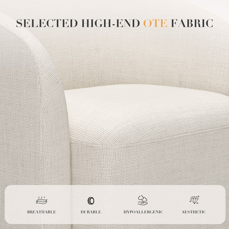 360° Glide Barrel Chair - Upholstered Swivel Accent Chair for Living Room, Bedroom & Office
