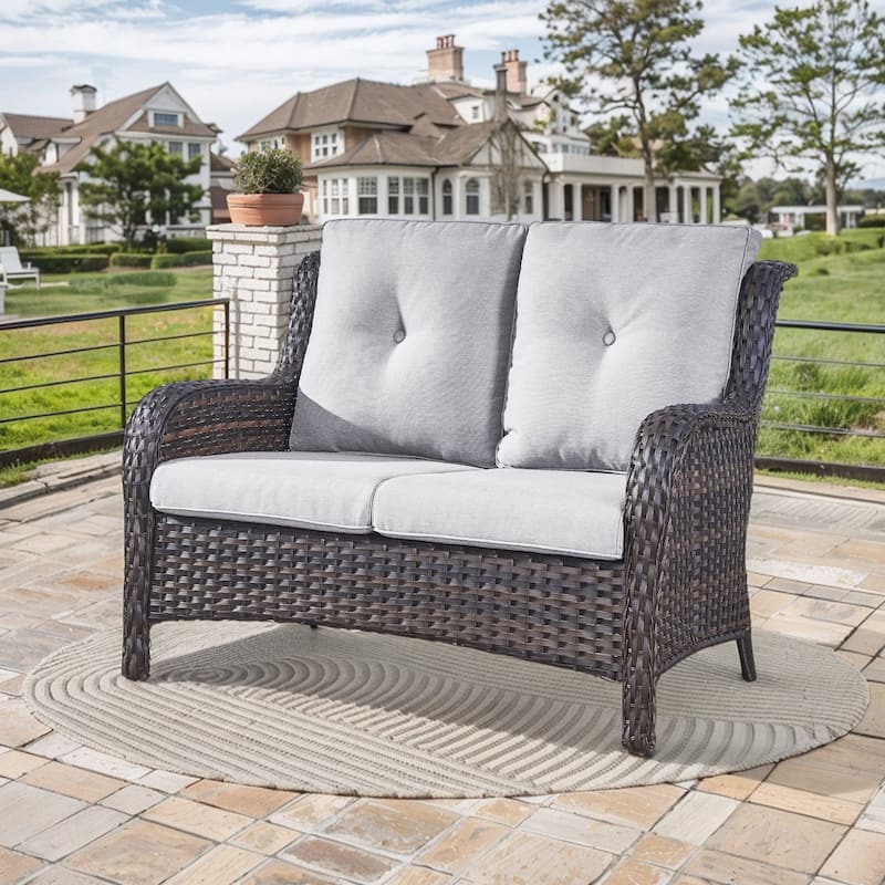 Gymojoy Stylish Patio Loveseat 2 Seat Sofa with Water-Resistant Olefin Cushions