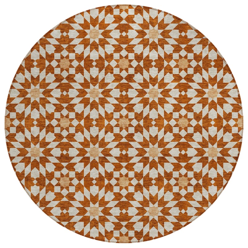 HomeRoots Floral Medallion Transitional Rectangle Outdoor Rug