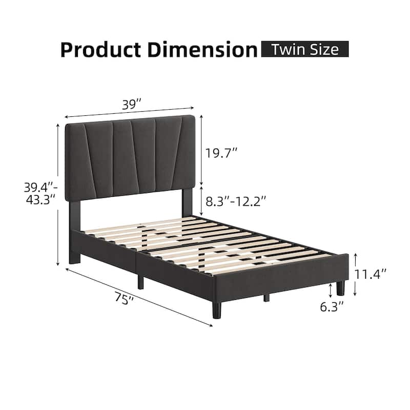 Bed Frame with Adjustable Headboard