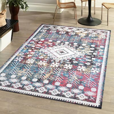 JONATHAN Y Palmette Distressed Kilim Area Rug