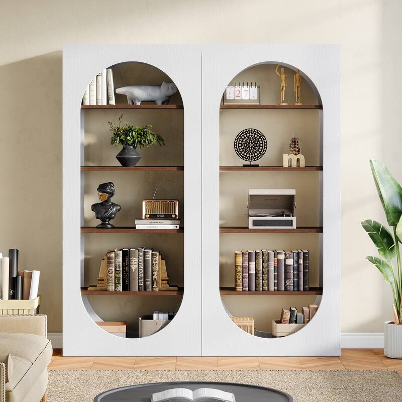 70.9 Inches Arched Bookcase with 5-Tier Storage Shelves - 31.5" W x 11.8" D x 70.9" H
