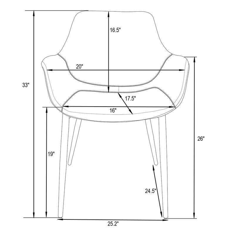 Markley Leather Dining Chair with Iron Legs Set of 4 Modern Accent Armchair