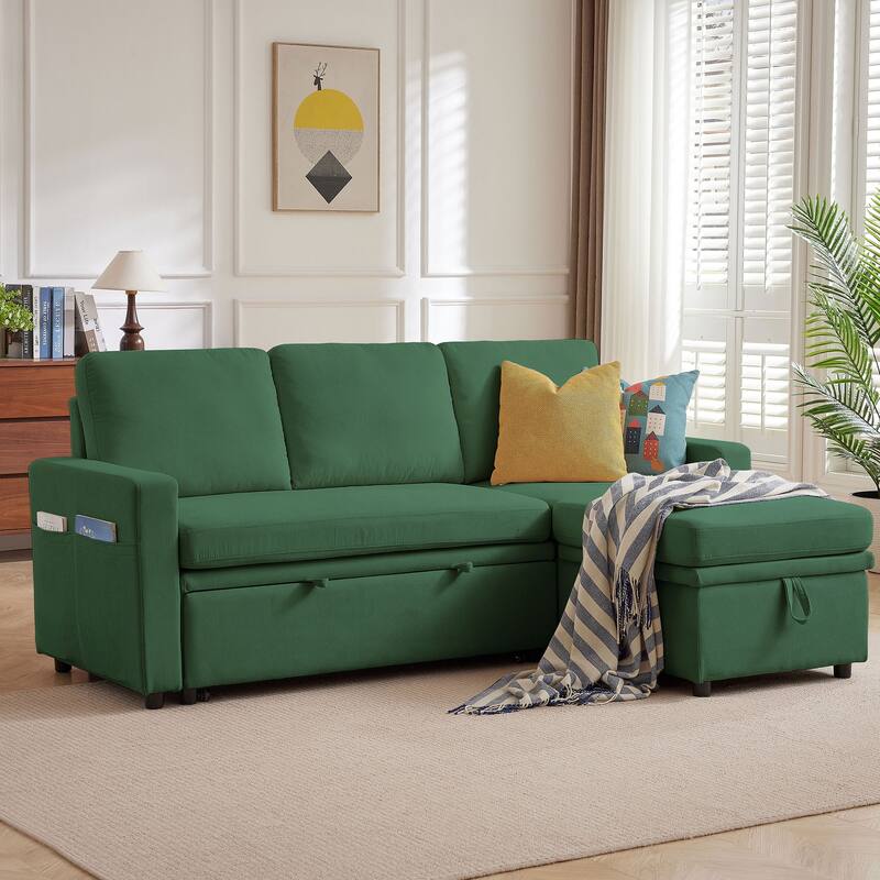 78.94" Pin Striped Fabric Sleeper Sofa