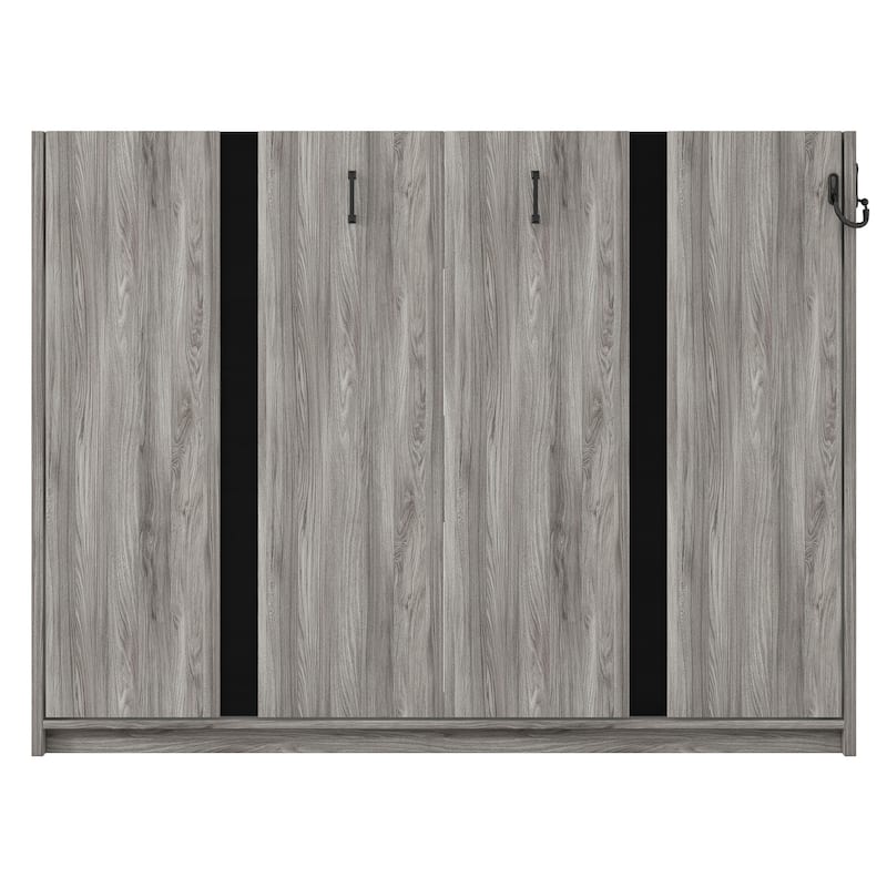 Full Size Murphy Bed, Foldable into Cabinet, No Box Spring Required, Space-Saving Design, MDF & Metal Frame