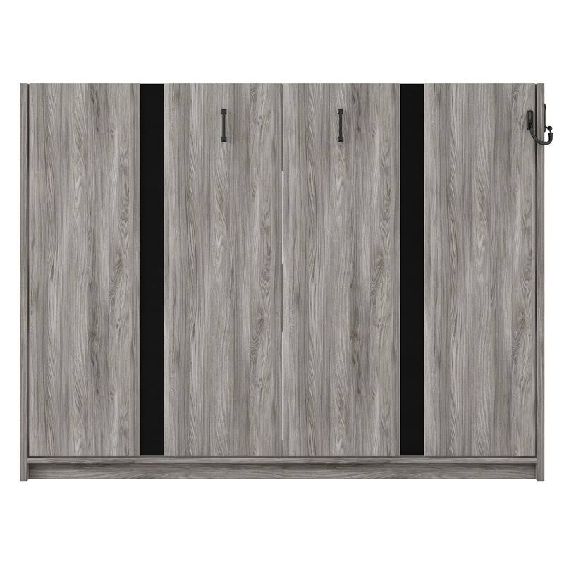 Modern Gray Full Size Murphy Bed with Metal Frame & Pine Slats by Harper&Bright Designs