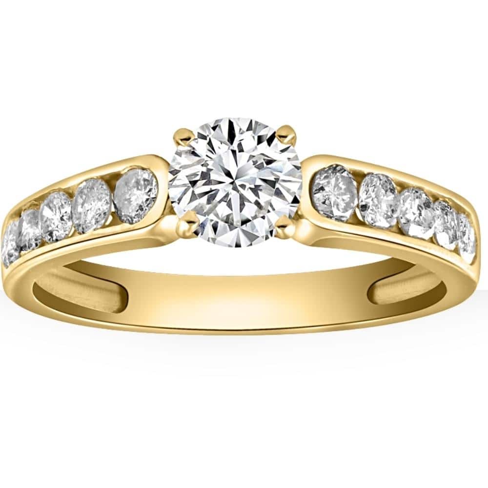 Bliss Diamond 1 Ct Diamond Engagement Ring With Channel Set Accents in 10k Yellow Gold